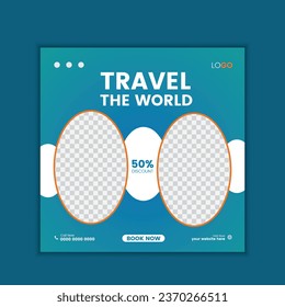  vector social media post template for travel agency