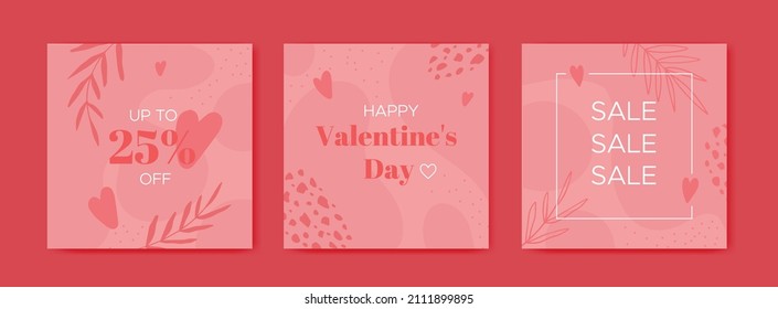 Vector Social media post templates for digital marketing and sales promotion on Valentine's Day. fashion advertising. Offer social media banners.