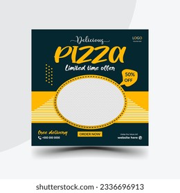 
Vector social media square pizza post ready and promotional template