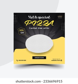 
Vector social media square pizza post ready and promotional template