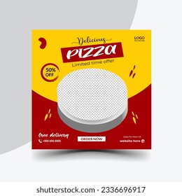 
Vector social media square pizza post ready and promotional template