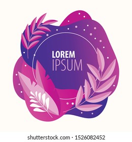 Vector of social media stories design templates, backgrounds with copy space for text. Banner with plant elements of red, pink, purple and gradient. Leaves, branches and abstract spots in flat vector.