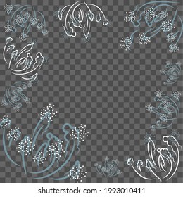Vector. Social media stories, posts, highlight templates. Frame of hand-drawn flowers on a transparent background. Design for stories, social networks, invitations, corporate designs, covers, flyers.