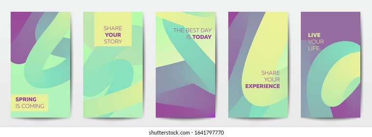 Vector social media stories template for Instagram in spring style liquid design