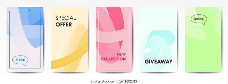 Vector social media stories template for Instagram in spring style liquid design