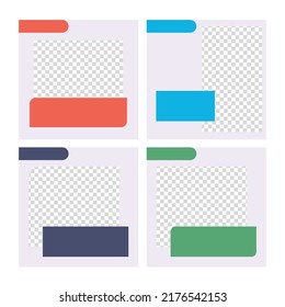Plantilla vectorial de medios sociales con fondo gris y marcador de posición de texto colorido. Publicación en medios sociales con espacio de imágenes.