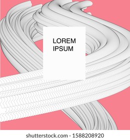 Vector social media template for web design, wallpapers or any other business. Black and white 3D optical fluid shapes on soft pink background. Modern digital vector art.