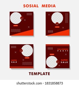 vector of social media templates,halloween specials,with orange backgrounds