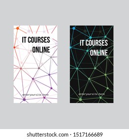 Vector social media web banners for IT courses online learning, E-learning, Smart idea website and mobile app templates. Modern abstract style design background.