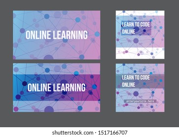 Vector social media web banners for courses online learning, E-learning, Smart idea website and mobile app templates. Modern abstract style design background.