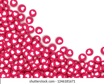 Vector social network background with like heart icons pattern for live stream video chat. Web buttons for internet marketing campaign template, posters