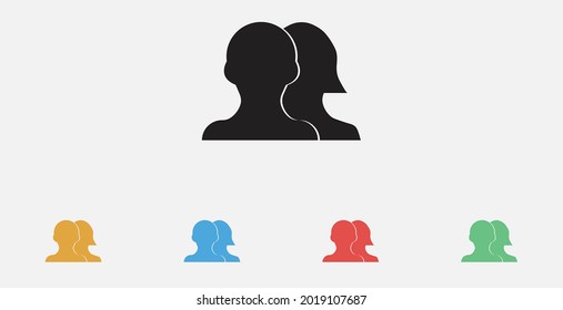 Vector social network button. Users icon design element. Customer icon, Filled vector icon. Set of colorful flat design icons 