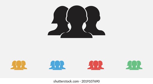 Vector social network button. Users icon design element. Customer icon, Filled vector icon. Set of colorful flat design icons 