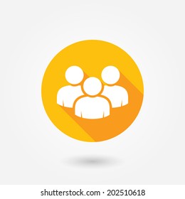 Vector social network button. Users icon design element. Person group circle vector icon, service support, help, human community, isolated
