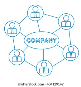  Vector social network company. Business people on network