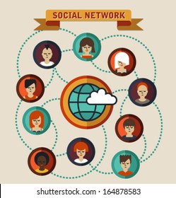 Vector social network illustration icons