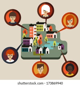 Vector social network illustration icons