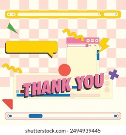 vector social retro media template, thank you letter
