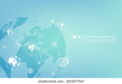 Vector social technology wallpaper.world communication technology background