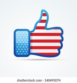 vector social thumb with american flag