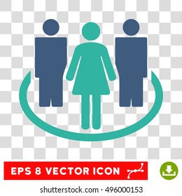 Vector Society EPS vector icon. Illustration style is flat iconic bicolor cobalt and cyan symbol on a transparent background.