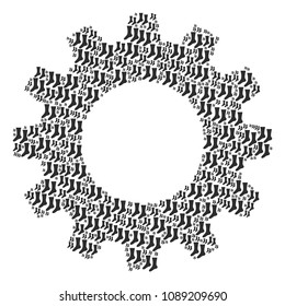 Vector socks icons are formed into gear composition. Development design concept constructed from socks elements.