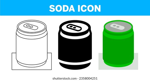 VECTOR SODA ICON IN STROKE AND FILL AND COLOR VERSION