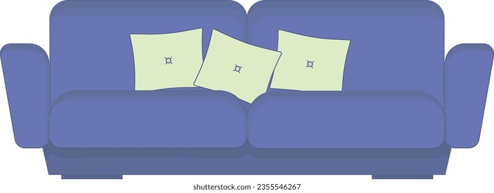 vector, sofa, furniture, design, interior, illustration, house, object, pillow, bed, home