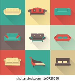 Vector sofa icons set