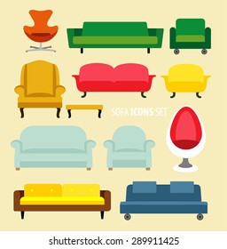 Vector sofa icons set