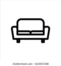 Vector sofa outline web icon. furniture black symbol with flat line style icon for web site design, logo, app, UI isolated on white background