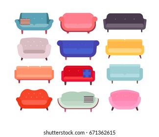 Vector sofa set isolated on white background