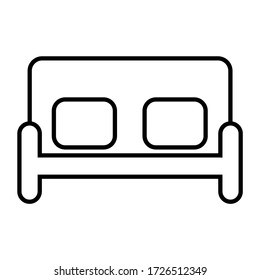 vector sofa with two pillows in an outline style