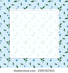 Marco de hojas azules suaves de Vector y Diseño gráfico de fondo sin patrón de póster