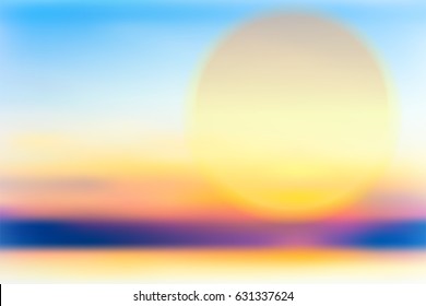 vector soft blur calm sea Sunset, vector illustration sweet color filter abstract for background. use gradient mesh
