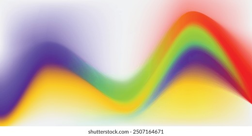 Vector soft blurred rainbow abstract gradient background template with grainy texture. Rainbow wave background design.