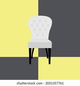 vector of soft chair. flat image of gray high back chair on yellow gray background