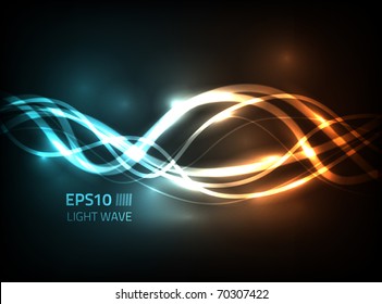 Vector soft energy lines flow against dark background