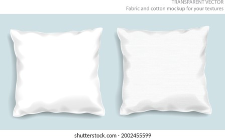 Vector soft fabric pillow mock up for your design.  Pillows with transparent shadows. View from the top.