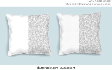 Vector soft fabric pillow mock up for your design.  Pillows with transparent shadows. View from the top