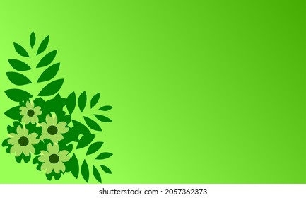 Vector of soft green flowers and leaves on a soft green gradient background for backdrop, background or desktop.