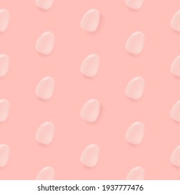 Vector soft pastel pink seamless background with flat lay eggs. Happy easter seamless wrapping paper pattern. Easter layout or banner with space for text