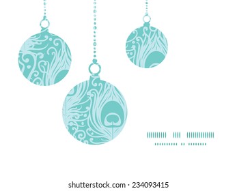Vector soft peacock feathers Christmas ornaments silhouettes pattern frame card template