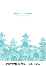Vector soft peacock feathers Christmas tree silhouette pattern frame card template
