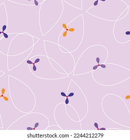 Vector de hélices rosa blandas Galore patrón sin fisuras. Pequeñas flores de tres hojas tiradas sobre un fondo relajante. Ideal para pijamas y ropa de bebé. Parte de la colección Perfect Pajamas.