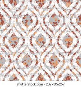 Vector Soft red and grey textured floral on beige seamless pattern background. Perfect for fabric, scrapbooking and wallpaper projects.