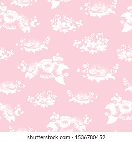 Vector Soft Romantic Pink Roses seamless pattern background.