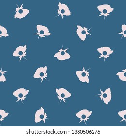 Vector Soft Roses with Pearls on navy blue seamless pattern background.