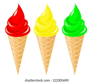 Vector soft serve ice cream on white background