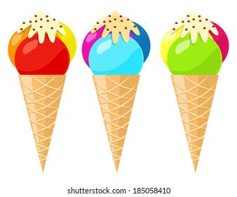 Vector soft serve ice cream on white background